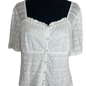 NWOT white lacy top, size XL, The General Good (Stitch Fix)